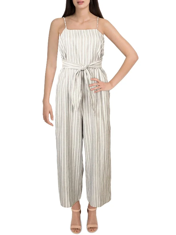 Classic Women's Fashion Womens Striped Tie Waist Jumpsuit