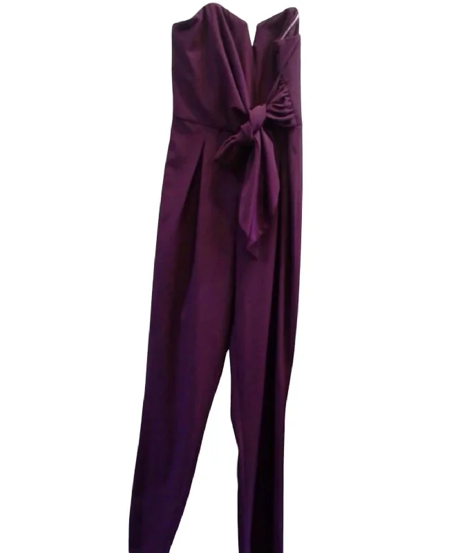 Pastel Styles Women's Strapless Jumpsuit In Plum