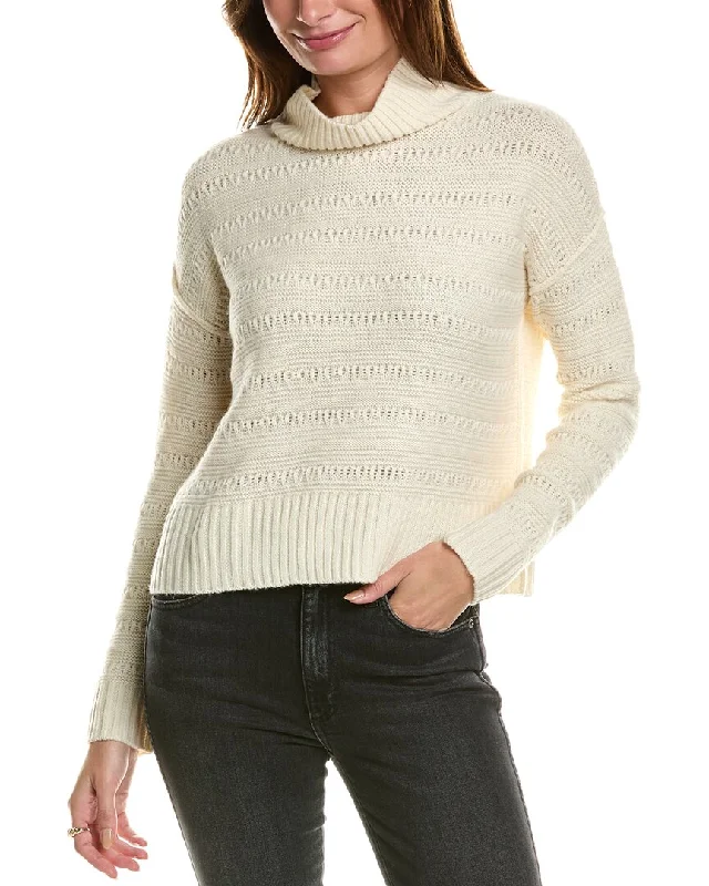 Style Upgrade Forte Cashmere Crop Textured Mock Neck Wool & Cashmere-Blend Sweater