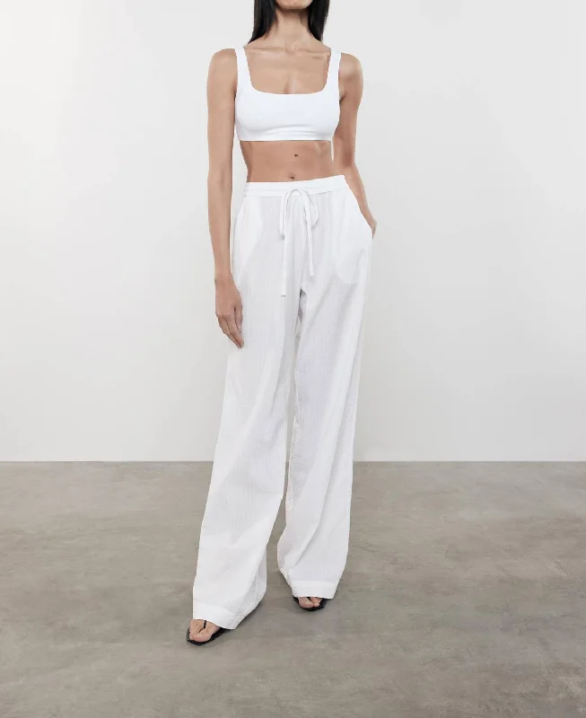 Elegant Fashion Seersucker Resort Pant In White