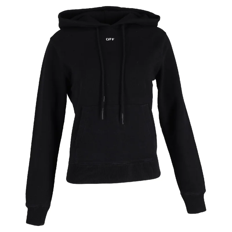 Glamorous Evening Wear Off-White Arrow Print Hoodie in Black Cotton