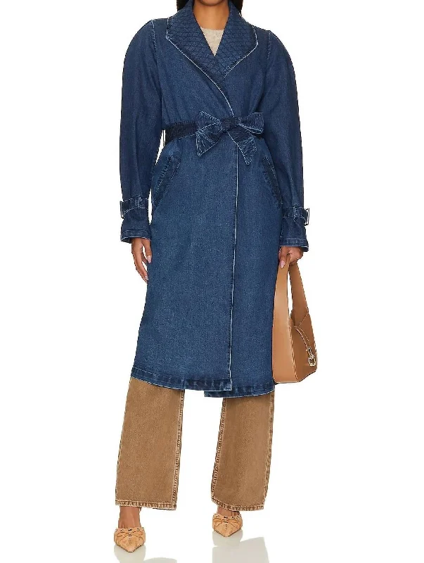 Lighten Up With Nordic Styles Cara Trench Coat In Indigo