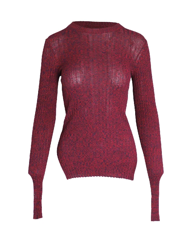 Signature Style Essentials Celine Ribbed Sweater in Burgundy Cotton