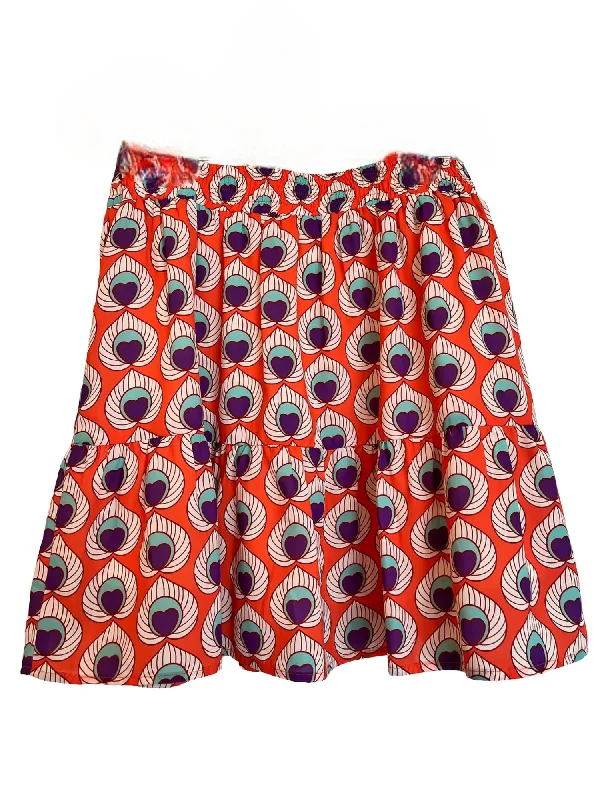 Limited Time Offer Tiered Skort In Orange Peacock