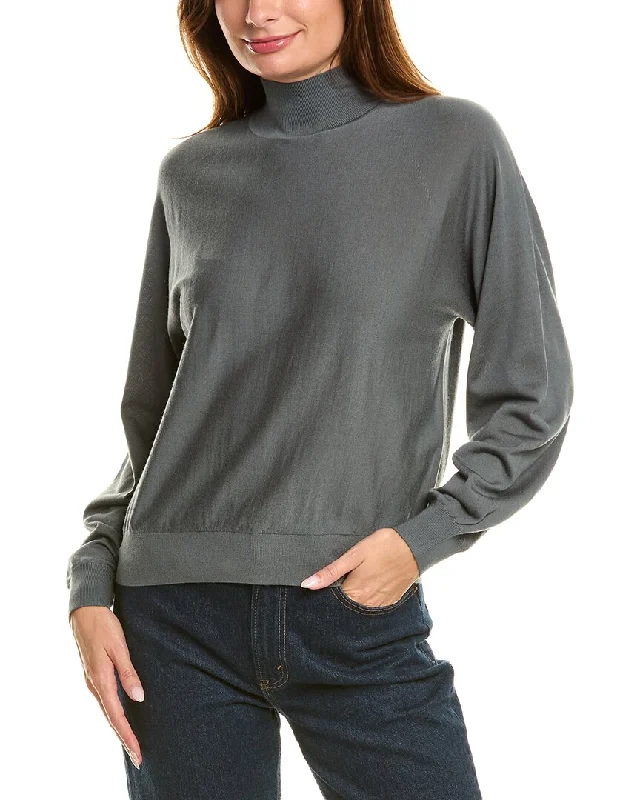 Nordic Minimalist Home Look Theory Blouson Turtleneck Wool-Blend Sweater