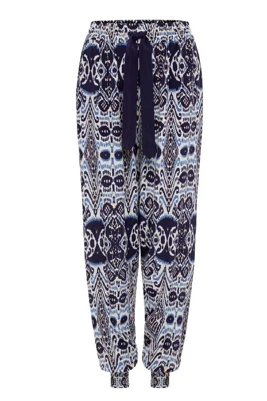 New Season Fashion Preview Women's Genie Pants In Ikat Blue