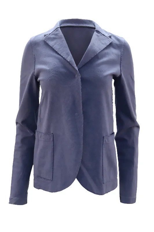 Seasonal Trend Harris Wharf London Raw Edge Detail Blazer in Blue Cotton