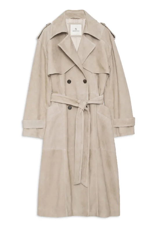 Feminine Grace Finley Trench Coat In Taupe Brown