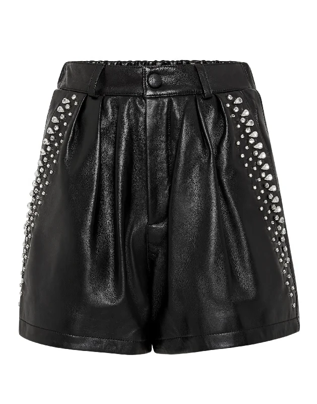 Brand Name Clothing Discount Extravaganza Leather Shorts Crystal