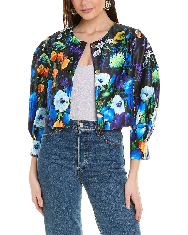 End of Season Sale Gracia Balloon Fit Flower Printed Crop Jacket