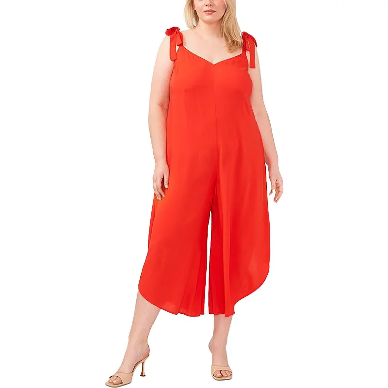 Stylish Savings Plus Womens Tie Shoulder Wide Leg Jumpsuit