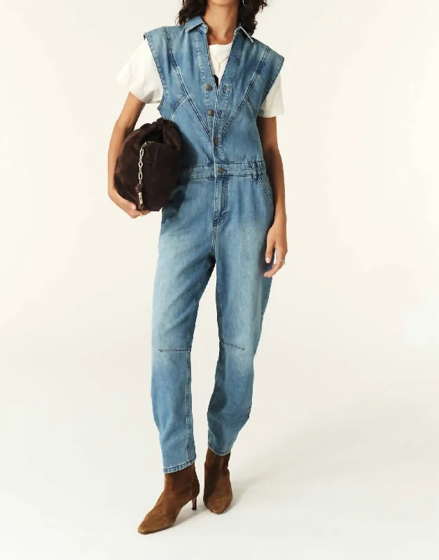 Vintage Inspired Fashion Sale Figo Sleeveless Jumpsuit In Denim