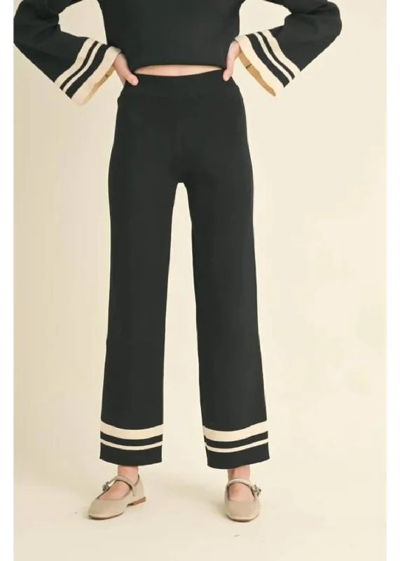 Budget Friendly Colorblock Sweater Pants In Black/ivory