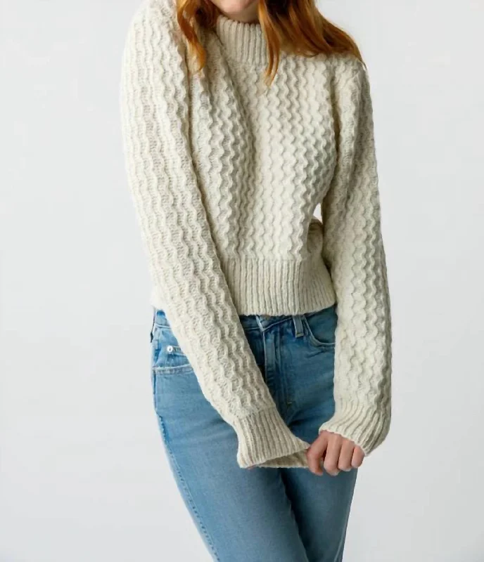 Limited Styles Helen Crop Mock Sweater In Natural