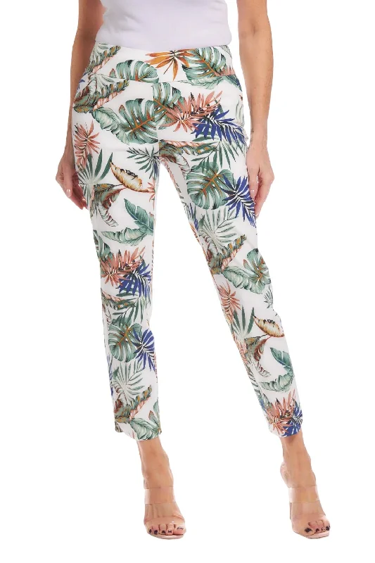 Fashion Forward Femininity Women's Petal Slit Ankle Pants In Tropical