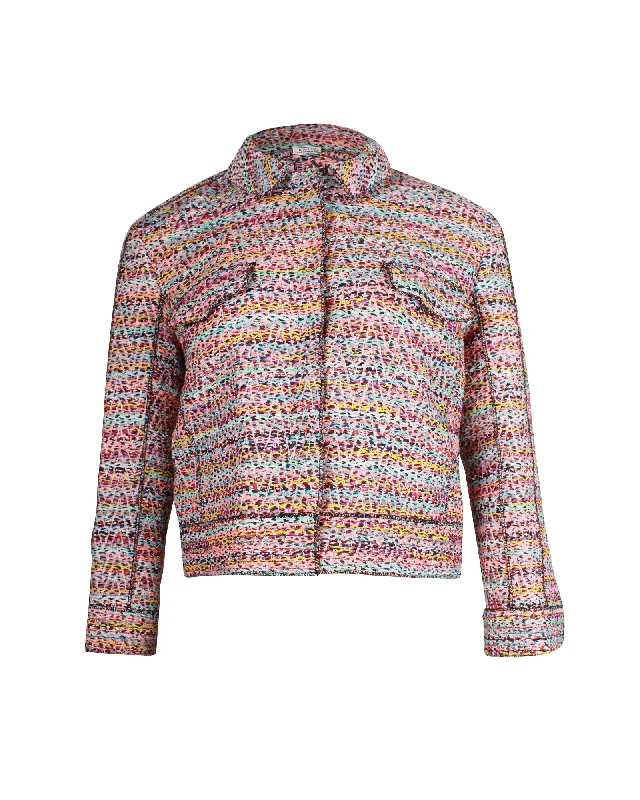 Elegant Fashion Nina Ricci Tweed Cropped Jacket in Multicolor Polyamide