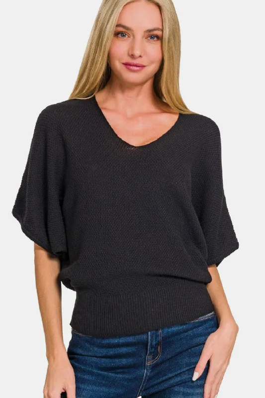 Discounts On Casual Weekend Styles V-Neck Short Sleeve Dolman Sweater