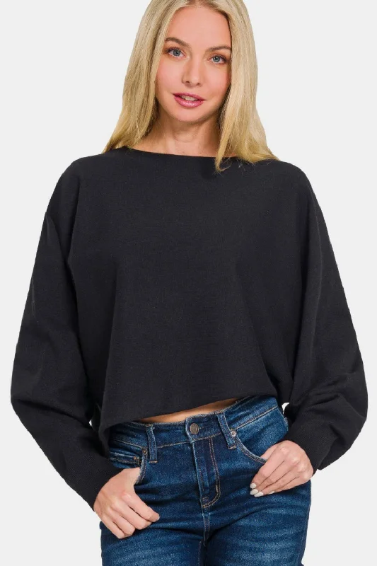 Score Big On Glamorous Red - Carpet Styles Asymmetric Hem Long Sleeve Sweater