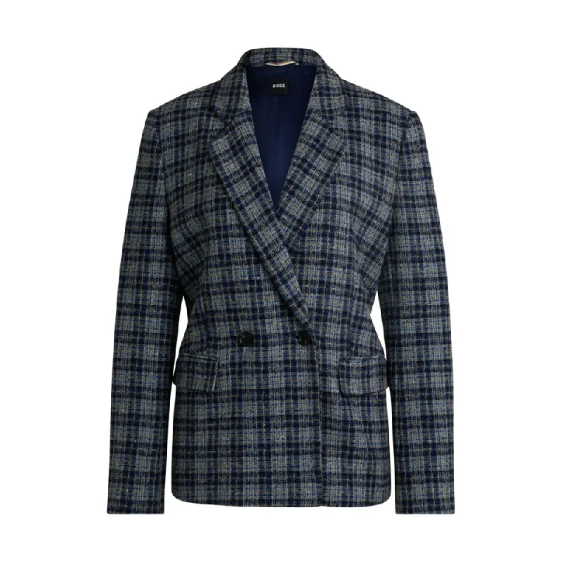 Chic And Edgy Relaxed-fit double-breasted jacket in checked tweed