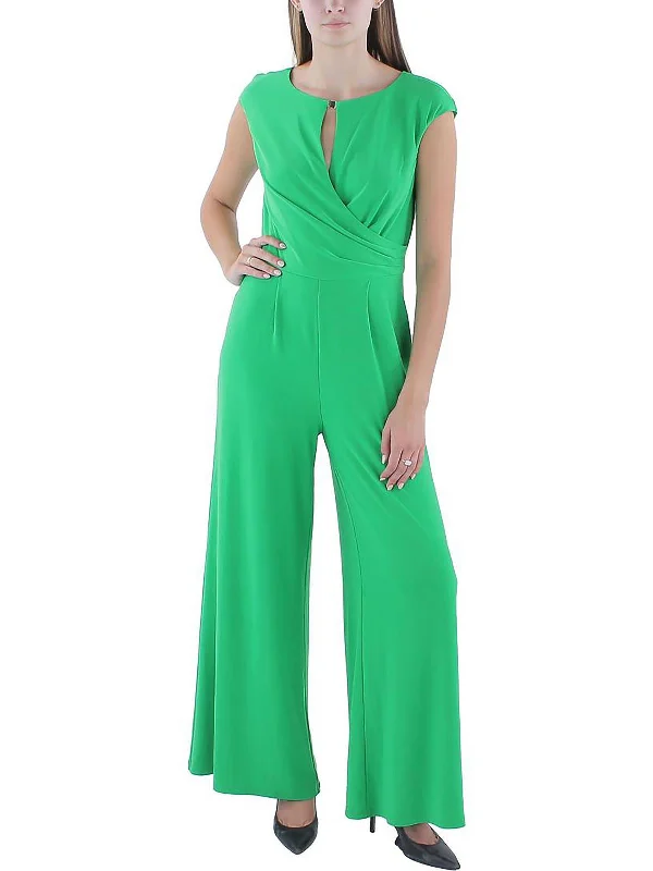 Chic & Cozy Apparel Womens Faux Wrap Wide Leg Jumpsuit