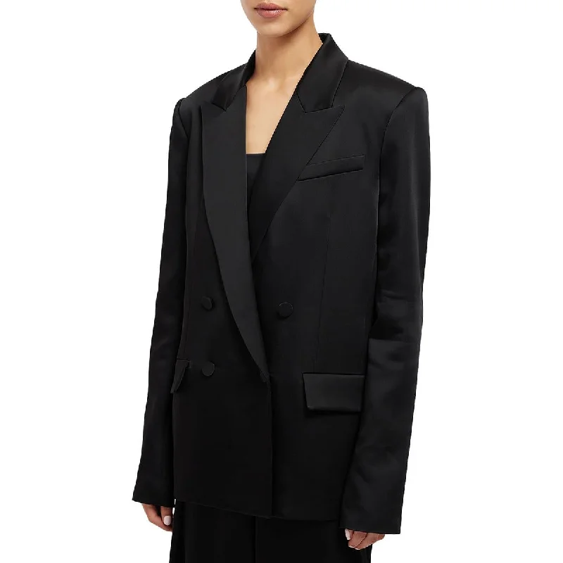 Spring Fashion Norah Womens Shoulder Pads Acetate Double-Breasted Blazer