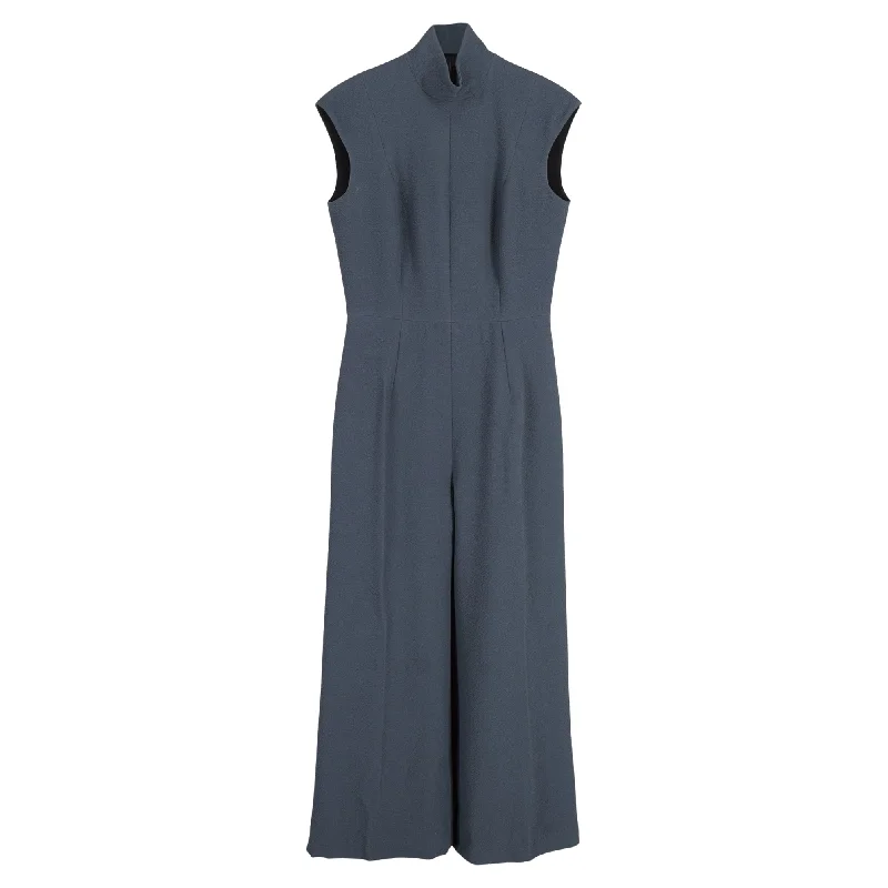 Valentine's Special Emilia Wickstead Crepe Turtle-Neck Jumpsuit in Grey Polyester