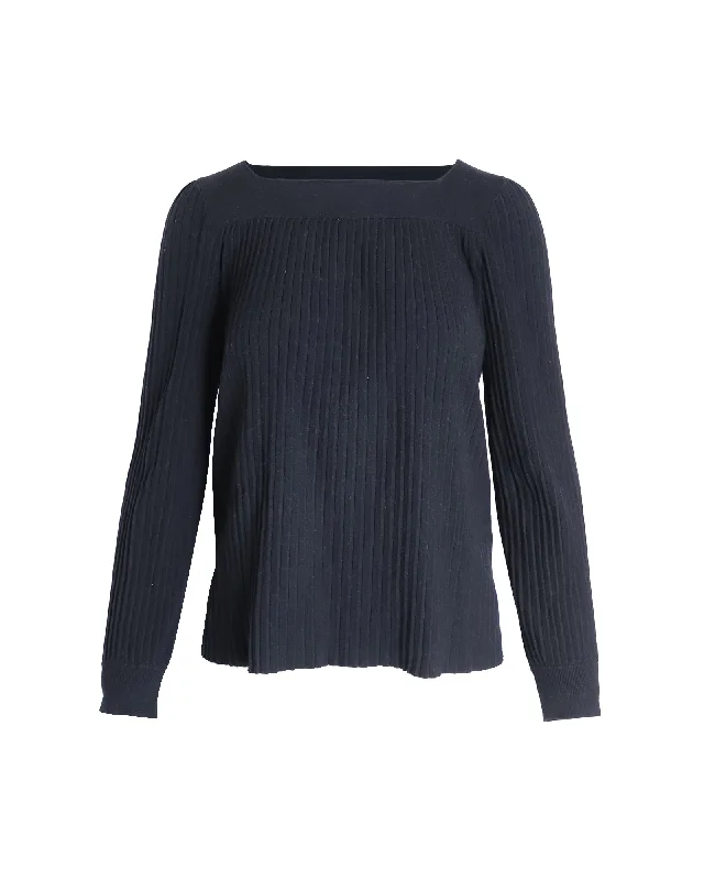 Athleisure Wear Special Offer A.P.C. Bateau Neck Ribbed Sweater in Black Viscose