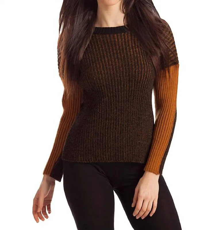 Limited Time Special Offer Maggie Two Tone Ribbed Sweater In Blackmustard