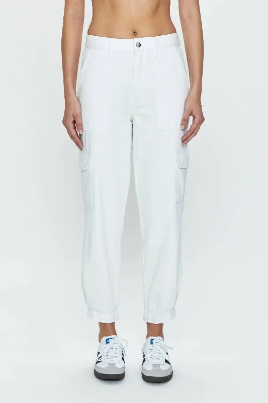 Style Without Limits Josephine High Rise Tapered Cargo Pants In White