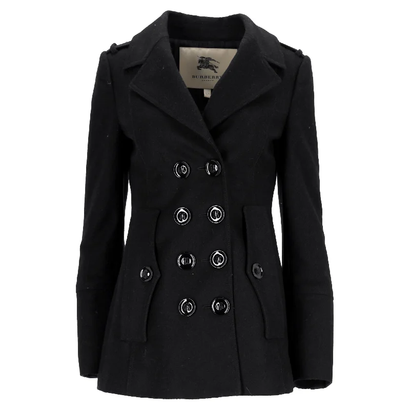 Eclectic Fashion Burberry London Double-Breasted Peacoat in Black Wool