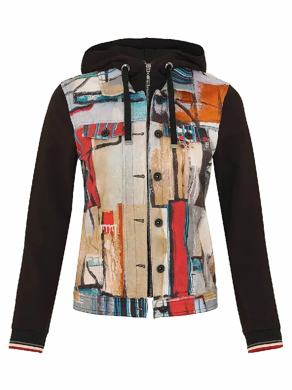 Edgy Fashion Hooded Jacket In Multi