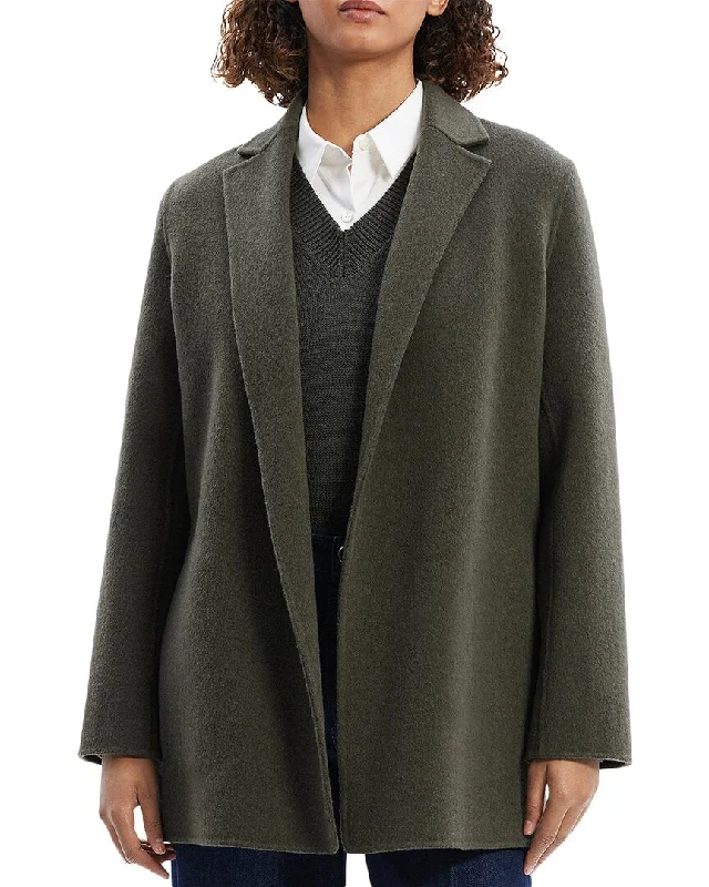 Minimalist Style Theory Wool & Cashmere-Blend Clean Blazer Coat