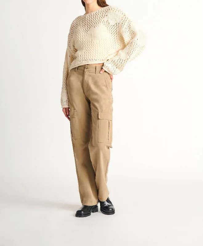 Style Redefined Dylan Cargo Pants In Medium Tan Wash