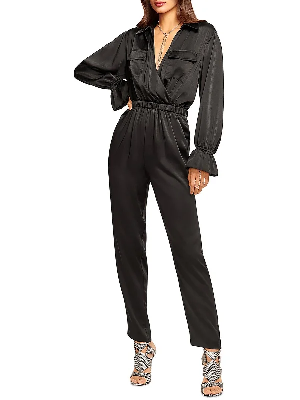 Elegant Fashion Josephine Womens Satin Long Sleeves Jumpsuit