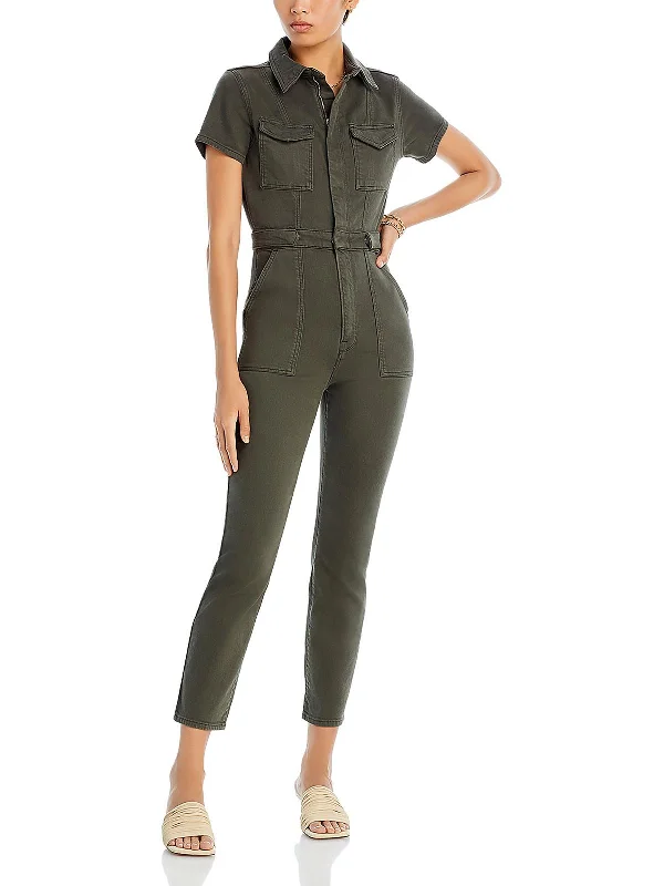 Sophisticated Style Womens Denim Ankle Leg Jumpsuit