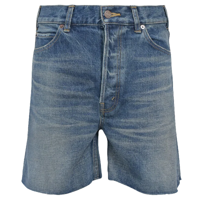 Wardrobe Refresh Celine Light Wash Denim Shorts in Light Blue Cotton