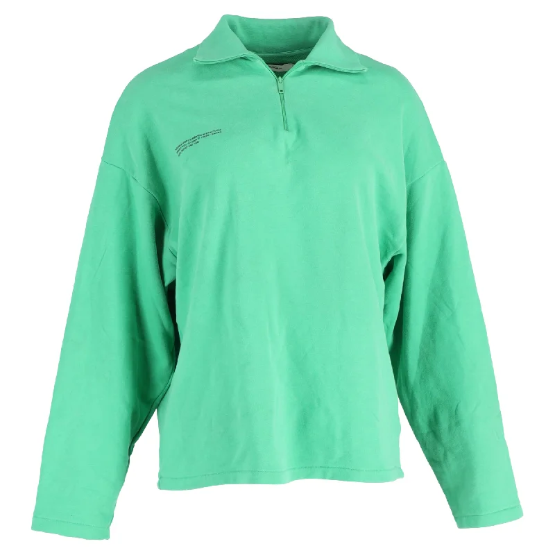 Style Streetwear Pangaia Double Jersey Half Zip Sweatshirt in Green Cotton