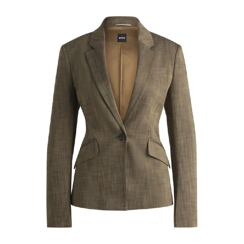 Wardrobe Upgrade Slim-fit blazer in melange sharkskin fabric