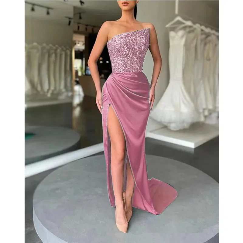 Trendy Street Style Clothing JuliaFashion - 2024 Sexy Off Shoulder Sequins Floor-Length Dress