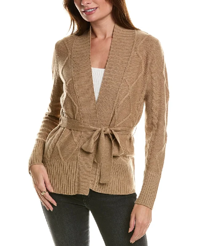 Clearance Event Forte Cashmere Belted Cable Wool & Cashmere-Blend Cardigan