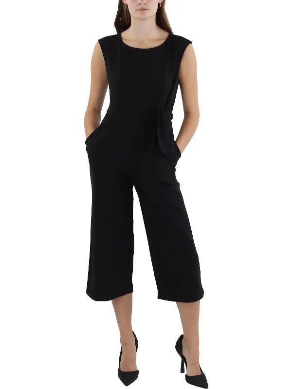 Casual Fashion Petites Womens Wide Leg Office Jumpsuit