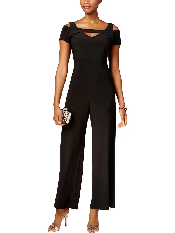 Preppy Style Petites Womens Wide Leg Party Jumpsuit