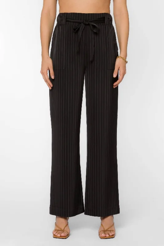 High End Fashion Angeline Pant In Black Stripe