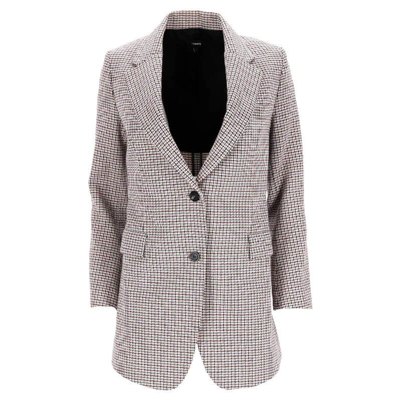 Hot Styles Theory Houndstooth Single-Breasted Blazer in Multicolor Wool