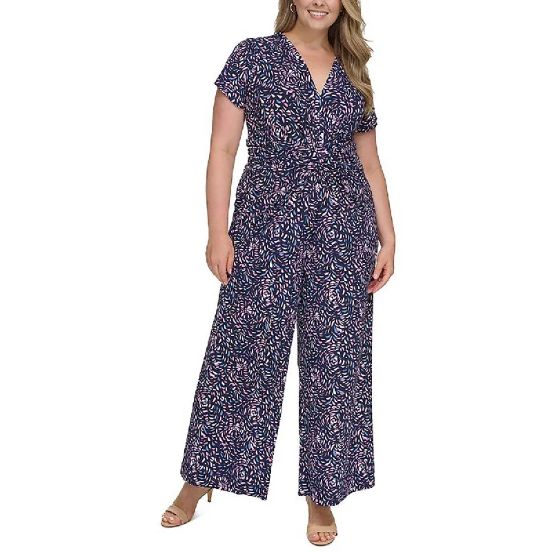 Early Access To Art Deco Styles Sale Plus Womens Printed V-Neck Jumpsuit