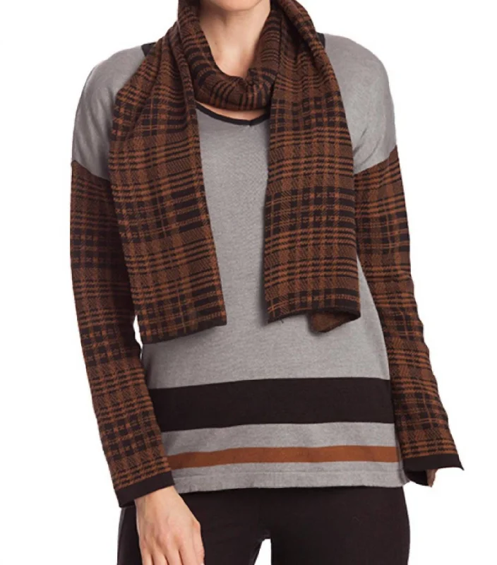 Hot Deals Houndstooth V-Neck W/ Scarf In Black Multi