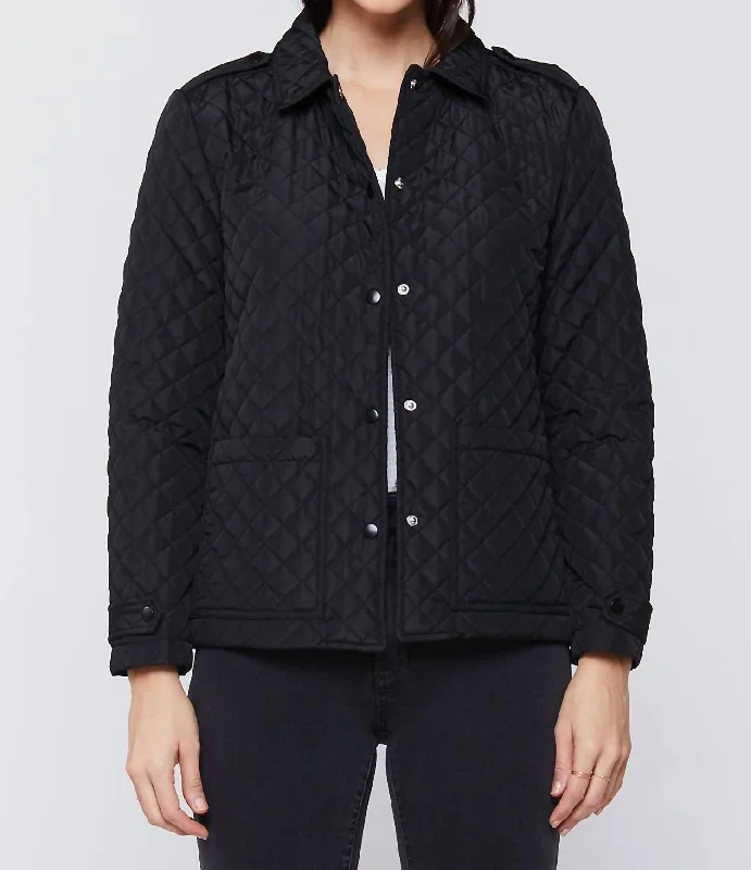 Romantic Date - Night Ensemble Rae Quilted Snap Down Jacket In Black