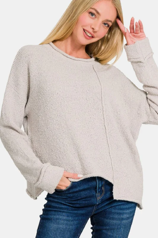 Early Access To Art Deco Styles Sale Asymmetric Hem Drop Shoulder Sweater