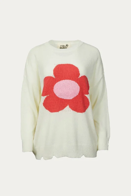 Low Price Special Petal Pullover In Red/ivory