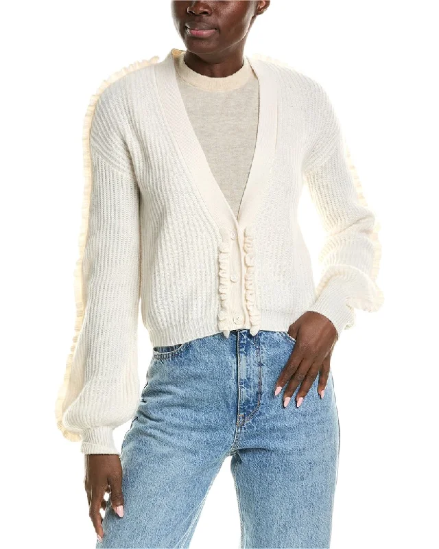 Trend Alert QUINN Ruffle Trim Cashmere Cardigan